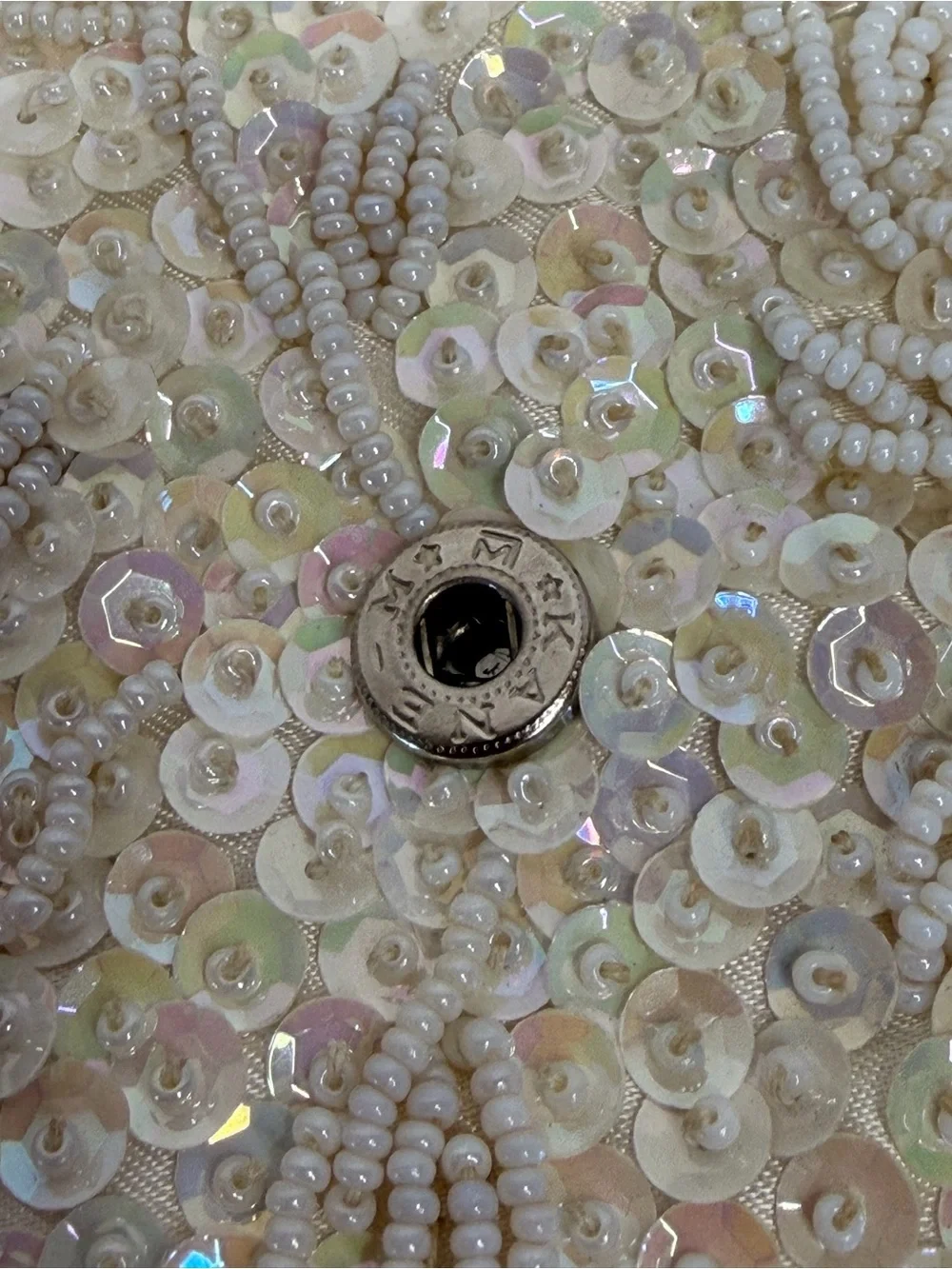 vintage M.M. Kane beaded and sequined envelope evening clutch